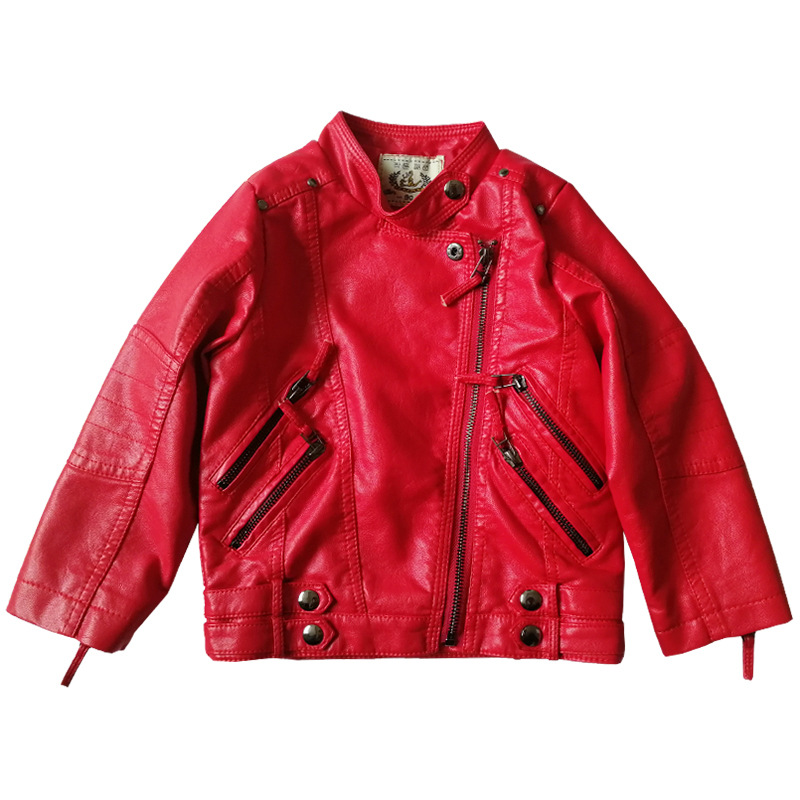 Streetwear Girl Brand - Meisjes Kerst Rode Motorfiets Pu Leren