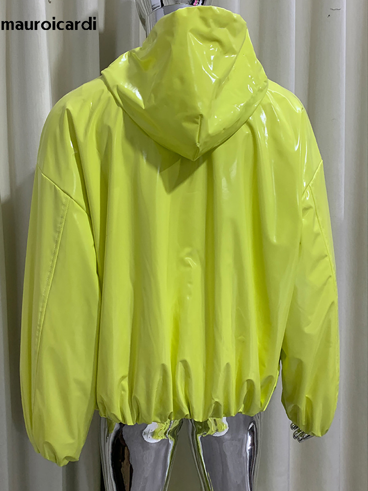 Streetwear Brand China - Mauroicardi lente oversized glanzende glanzende leren