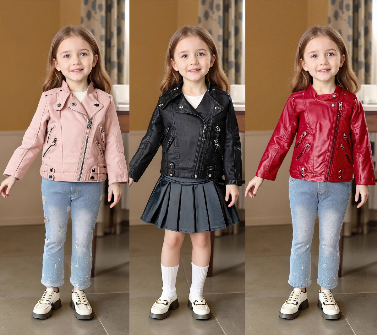 Streetwear Girl Brand - 2-12Y Meisjes Kerst Roze Rood Motorfiets